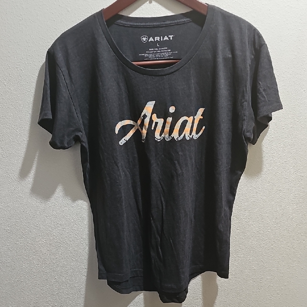 Ariat Charcoal Tee with Orange Logo
